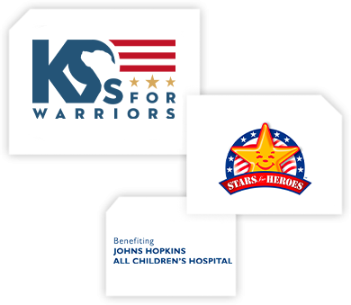 Logos for K9s for Warriors, Stars for Heroes, and Johns Hopkins All Children's Hospital